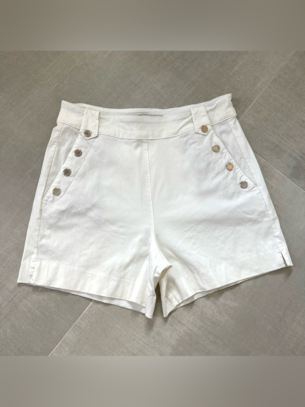 White House Black Market White High-Rise Button-Accent Shorts